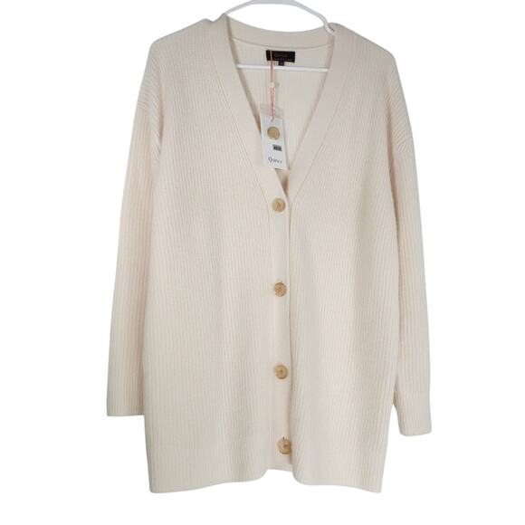 Quince Sweaters - New Quince Ivory Mongolian Cashmere Oversized Boyfriend Cardigan Sweater XS 4539